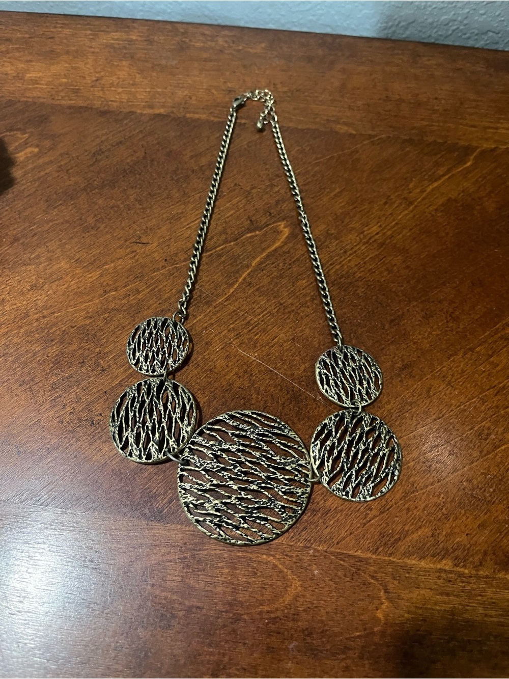 Premier Designs Gold-Tone Textured Circle Statement Necklace